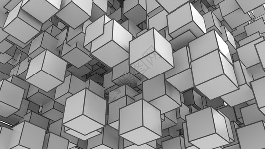 抽象几何图灰色调中立方体背景的抽象形象盒子艺术3d长方形建筑学沉思技术科学合金电脑背景