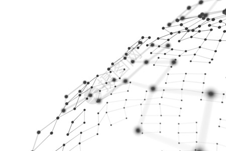 带线条和球体的丛背景白色金属网络多边形渲染科学3d矩阵原子粒子背景图片