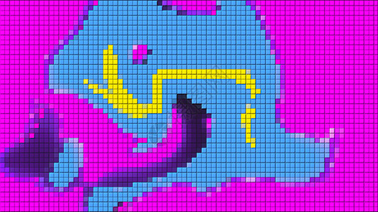 带有小彩色方块的马赛克流动形式计算机生成的抽象背景3D 渲染正方形差别色调水彩镶嵌阴影派对电脑背景图片