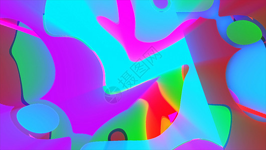 带有小彩色方块的马赛克流动形式计算机生成的抽象背景3D 渲染电脑差别色调阴影水彩派对镶嵌正方形背景图片