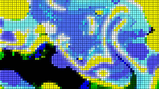 带有小彩色方块的马赛克流动形式计算机生成的抽象背景3D 渲染阴影差别派对水彩正方形镶嵌电脑色调背景图片