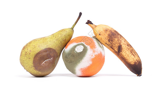 不能说孤立的水果腐烂食物宏观真菌生产模具饮食香蕉细菌菌类橙子背景