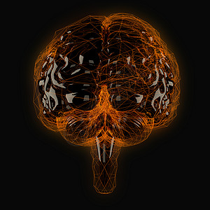 发光框架外壳中的数字大脑器官头脑显示器辉光闪光界面3d知识燃烧思考背景图片