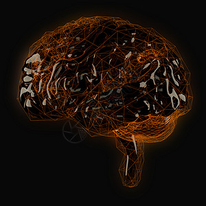 发光框架外壳中的数字大脑思考燃烧小脑头脑网络天才辉光闪光金属器官背景图片