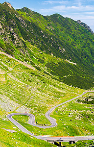 阿娘使道传罗马尼亚山公路传奇地标山坡地面缠绕小路运输爬坡土地曲线晴天背景