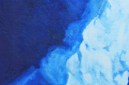极简爵士白画画布上的白蓝色和深蓝色水彩颜料痕迹插图色调刷子中风墙纸绘画艺术染料草图背景