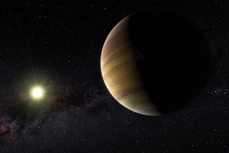 红外星系视图以恒星背景为背景的大气体行星 计算机图形 艺术家视图中的Exoplanet背景