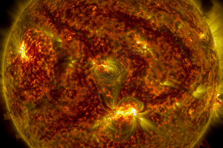 热图像太阳通过过滤器和计算机图像观察太阳的景象 恒星是太阳3D转化斑点活力火焰阳光橙子力量耀斑星星气候天文学背景