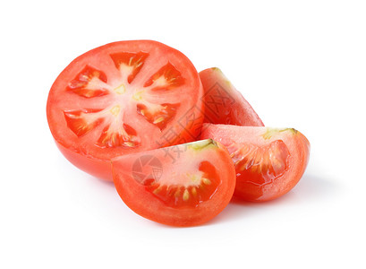 2片白上孤立的新鲜西红柿植物水果白色宏观食物团体工作室蔬菜阴影红色背景