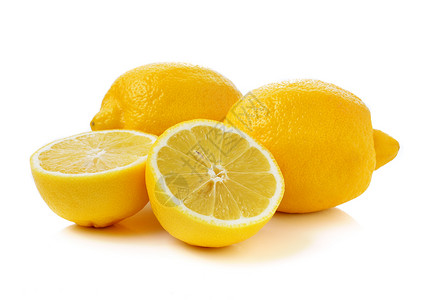 白色背景的新鲜柠檬食物水果健康黄色饮食背景图片