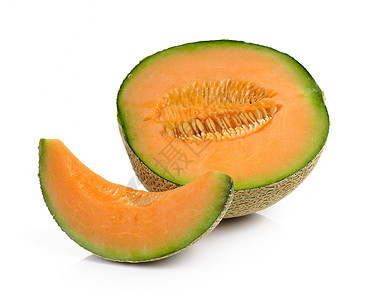 被咬西瓜在白色背景上被孤立的甜瓜热带西瓜食物蔬菜黄色绿色甘露水果饮食背景