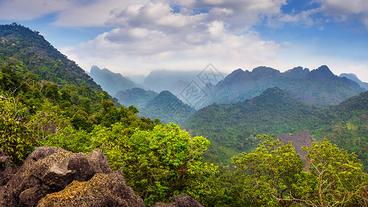 区域占比老挝文振山的美丽景色 一片美丽的山地背景