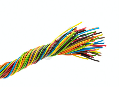电的颜色彩色线卷曲绳索漩涡电缆力量宏观电脑回收互联网环形背景
