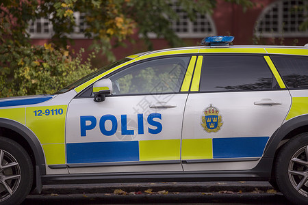 瑞典警车停放背景图片