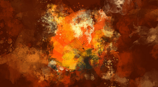 抽象的橙色和棕色水彩背景液体创造力画笔绘画手工水彩画风景插图油漆斑点背景图片