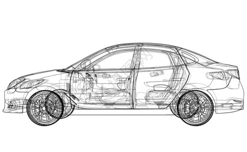 概念车  3d 它制作图案数字化绘画家用车跑车汽车草图运输框架轿车草稿背景图片