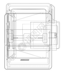 打印机概念 3d插图蓝图技术服务电气激光电脑文档机器办公室商业背景图片