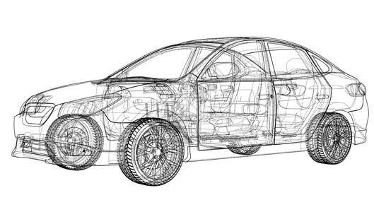 概念车  3d 它制作图案框架技术家用车运输驾驶货物绘画汽车草图数字化背景图片