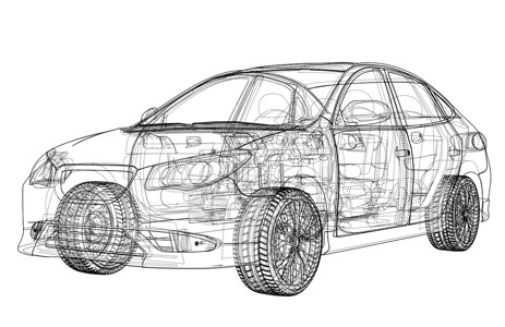 概念车  3d 它制作图案草稿草图框架车辆轿车驾驶数字化家用车货物跑车背景图片