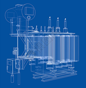 工业制图素材高压变压器概念电气草图工程电压电缆变电站车站高压技术渲染背景