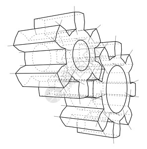 3D齿轮  3d 它制作图案机器草稿纽带机械艺术草图圆形线条蓝图工程背景图片