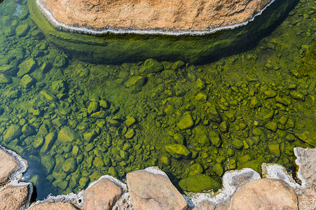 温泉池的绿石上活动水池岩石旅行公园自然公园世界温泉卫生团体背景图片