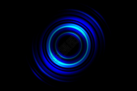 螺旋光圈摘要蓝色旋涡 黑背景上的圆盘旋转背景