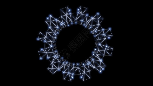 带点数字素材带发光点的线框齿轮  3d 它制作图案粒子圆圈技术渲染工程线条商业车轮网络原子背景