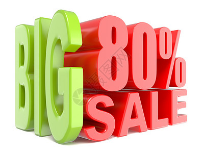 大销售和80的80 3D字符号价格零售店铺商业横幅插图经济广告营销百分号背景图片