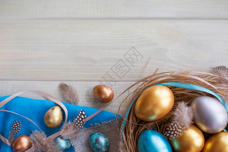 双蛋边框复活节快乐边框框架传统边界金子乡村食物兔子木头卡片假期织物背景