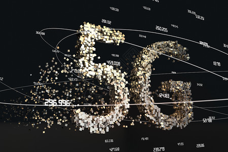 清仓金色艺术字5G字体设计3d渲染科学互联网网络电子产品电脑盒子技术碎片商业创新背景