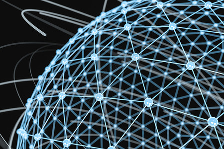 黑色线条图形3d 渲染全局线和三角形插图网格光泽科学几何学电子产品玻璃蓝色创造力数据背景
