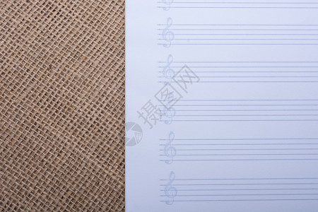 用于音乐笔记的空白便笺纸亚麻广告白色背景邮政纸张广告牌写作商业帆布背景图片