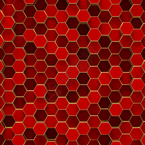 蜂巢网格带有红色六边形的抽象最低背景背景
