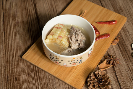 玉米猪肉汤 美味的中国菜营养学美食厨师午餐香料桌子烹饪浓汤猪肉食物背景图片