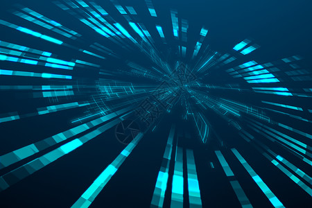 分段的3d 渲染蓝色发散技术线想像力界面3d辉光网格纹理多边形芯片数据插图背景