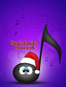 圣诞音乐会快乐音符音乐插图卡通片笔记派对庆典帽子背景图片