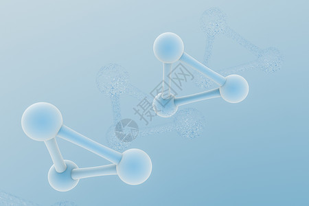 白色分子背景具有粒子效应的 3化学公式科学基因青色插图原子蓝色生物3d渲染医疗背景