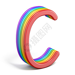 立体彩虹素材彩虹字体字母 C 3背景