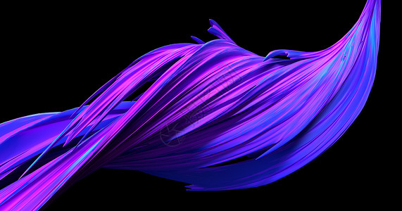 紫色羽毛刷笔触摘要扭曲线条 暗底背景的现代设计形状 数字技术概念 液体彩色笔划 3d 投影插图电脑刷子海浪中风运动旋转艺术紫色螺旋漩涡背景
