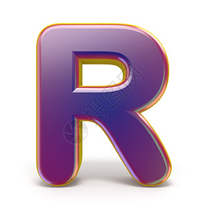 立体字母rR 紫色字体黄色(3D)背景