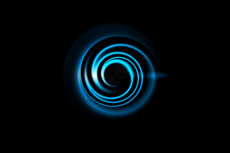 圆光环蓝色蓝蓝抽象圆 黑色背景有光螺旋背景