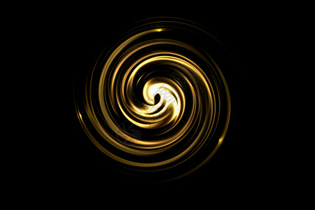 金色龙卷风特效黑色背景上带光螺旋的抽象金色圆圈背景
