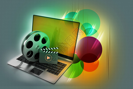 电影网站带 ree 的笔记本电脑框架展示动画片激流互联网门户网站数据电子下载娱乐背景