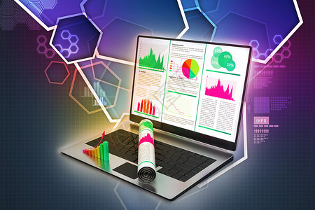显示财务报告的笔记本电脑文档分析师贸易商业表格数字公司技术生长库存背景图片