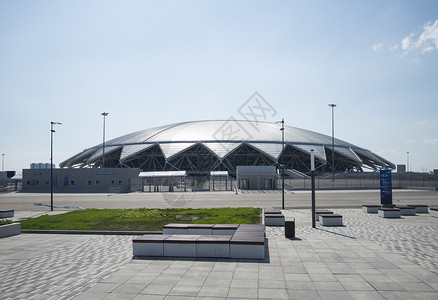 2018年在俄罗斯主办国际足联世界杯的城市萨马拉FIFA竞赛体育场地标场地天空看台吸引力运动游戏建筑学背景