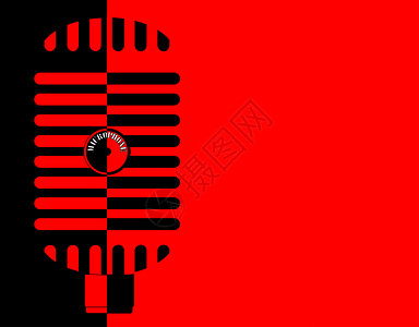 红色黑色海报红红黑经典麦克风背景介绍歌手广播嗓音收音机音乐会工作室人声海报唱歌岩石背景