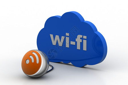 贸易图标云计算技术连接 WiF风格广告购物装饰销售量蓝色技术插图圆形按钮背景