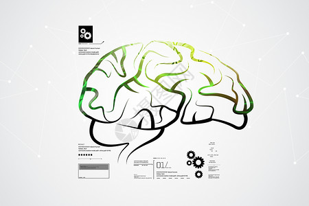 人脑结构地区神经中风草图大脑图表智力头脑天才绳索背景