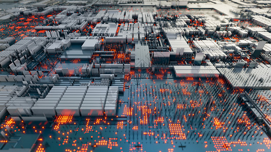 抽象的未来派设计 红色亮元素科技墙木板网络科幻电脑网格数据背景母板计算机3d背景图片